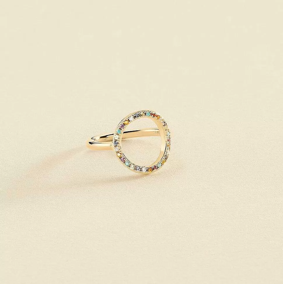 AGATHA Thin Ring Rainbow-Multicolor/Gold