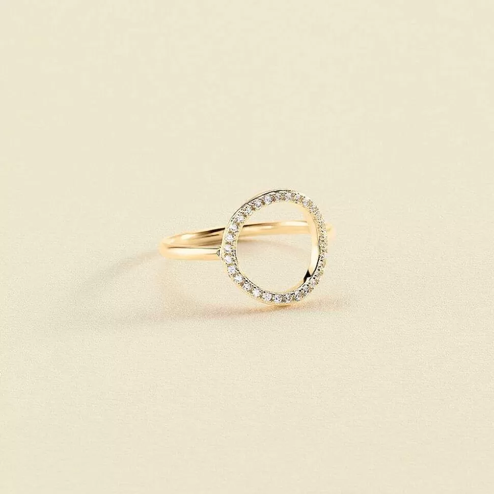 AGATHA Thin Ring Rondou-Crystal/Golden