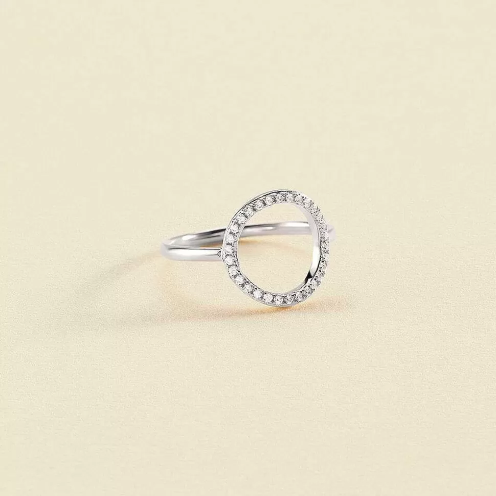 AGATHA Thin Ring Rondou-Crystal/Silver