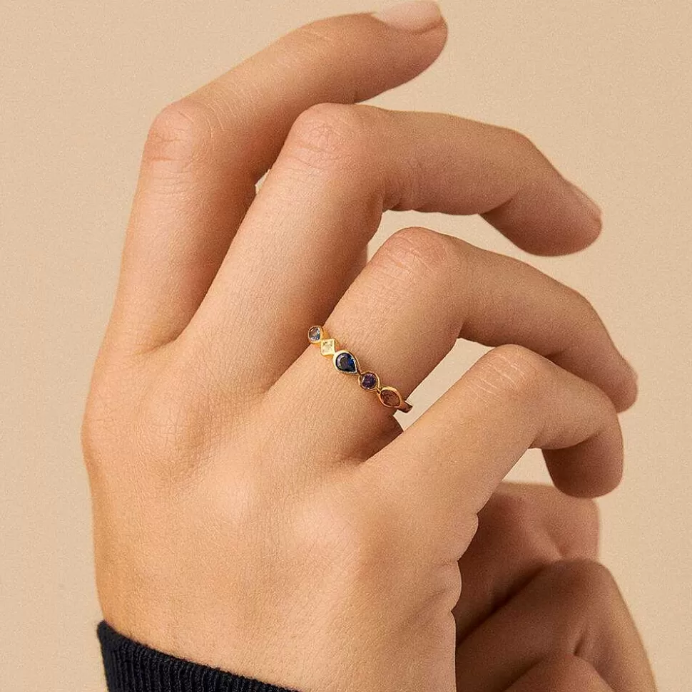 AGATHA Thin Ring Simetria-Multicolor/Gold