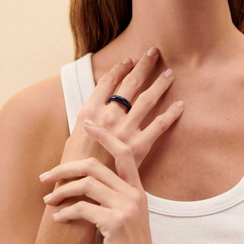 AGATHA Thin Ring Torsades-Blue/Gold
