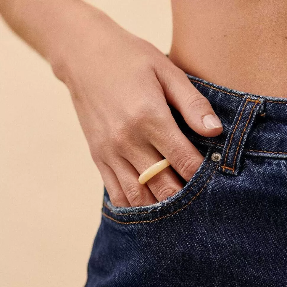 AGATHA Thin Ring Torsades-Ivory/Gold